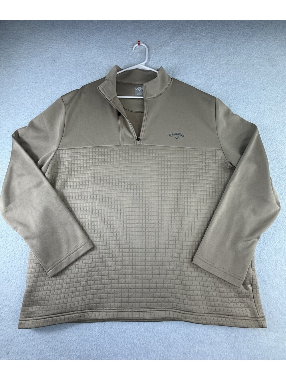 Callaway Men’s 1/4 Zip Golf Pullover Jacket Beige Knit Polyester XXL